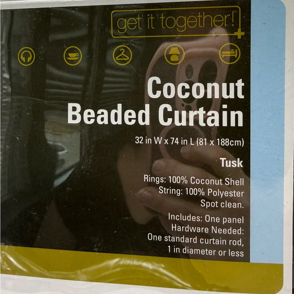 Vintage 90’s Y2K Tusk Coconut Beaded Curtain 32 in x 74 in